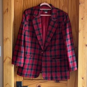 Vintage 80s Plaid Wool Blazer
